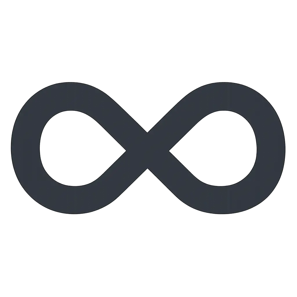 dark gray infinity symbol on checkered background